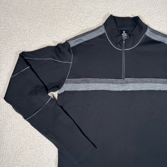 Kuhl Sweater Mens Large Black Merino Wool Downhill Racr 1/4 Zip Outdoor Pullover - Picture 4 of 8